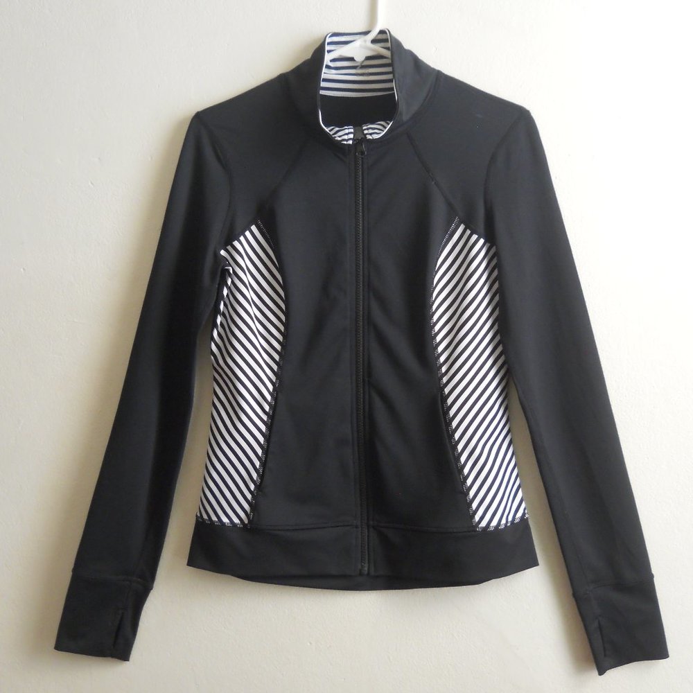Z by Zella Workout Jacket, Black w/ Striped Detail, Size M